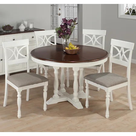 Round Table and Scroll Chair Set